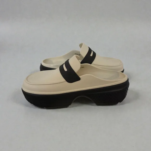 Women's Crocs Beige & Black Mules & Clogs - Picture 2 of 4